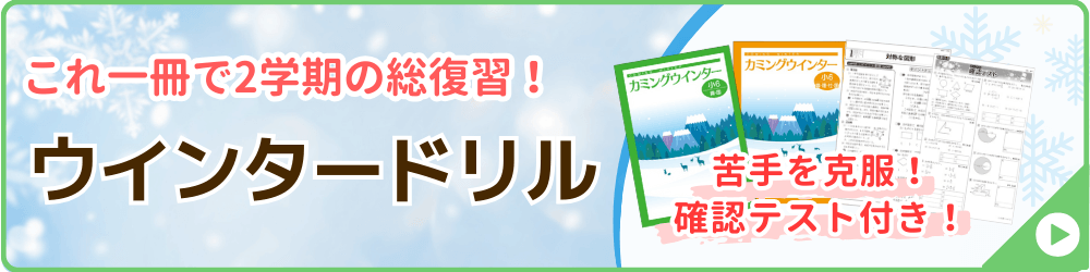 家庭教師のやる気アシストが実施する冬期講習会の講座の一つ、小学生対象のウインタードリルのバナー画像です。