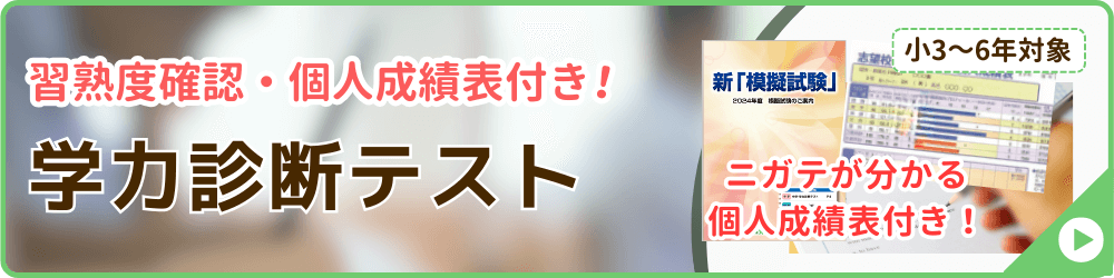 家庭教師のやる気アシストが実施する冬期講習会の講座の一つ、小学3～6年生対象の学力診断テストのバナー画像です。