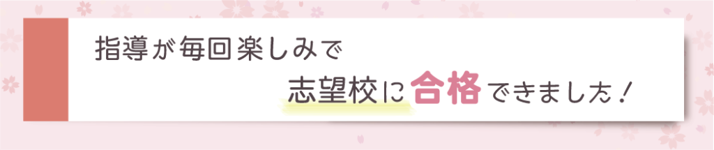 指導が毎回楽しみで志望校に合格できました！